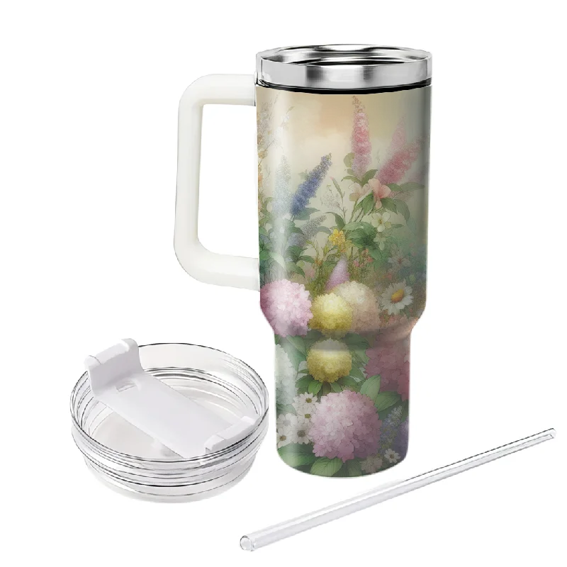Flash Sale Starts Floral Meadow Design Tumbler with Handle