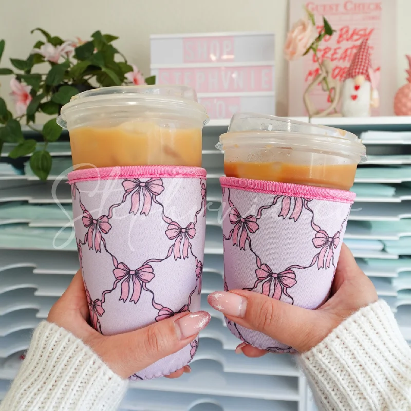 Premium Glassware Discounts Pink Bow Coquette - Cup Sleeve
