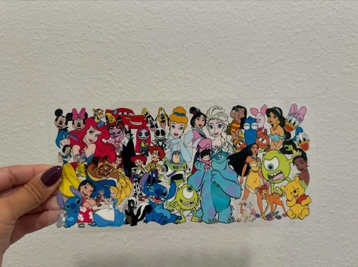 Travel Mugs Offer Disney Character Compilation UV DTF Wrap Transfer 16oz | No Heat Needed | Waterproof | Permanent Adhesive Travel Mugs Offer Disney Character Compilation UV DTF Wrap Transfer 16oz | No Heat Needed | Waterproof | Permanent Adhesive