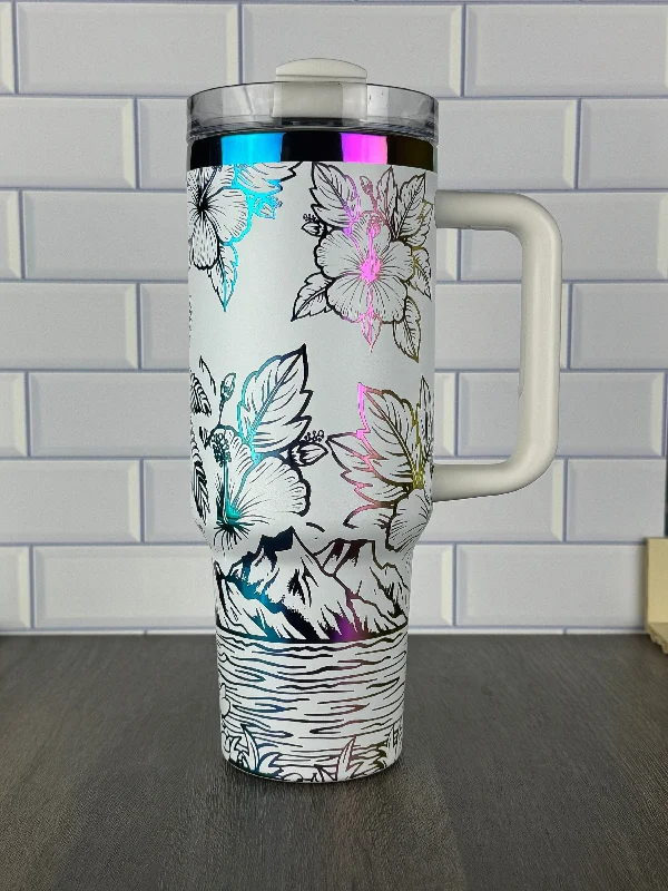 Imited-Time Drinkware Sale Tropical Ocean Theme 40oz Stanley And Dupe Tumbler, Hibiscus, Hawaii Cup Vacation Water Cup, Gift For Her Imited-Time Drinkware Sale Tropical Ocean Theme 40oz Stanley And Dupe Tumbler, Hibiscus, Hawaii Cup Vacation Water Cup, Gift For Her