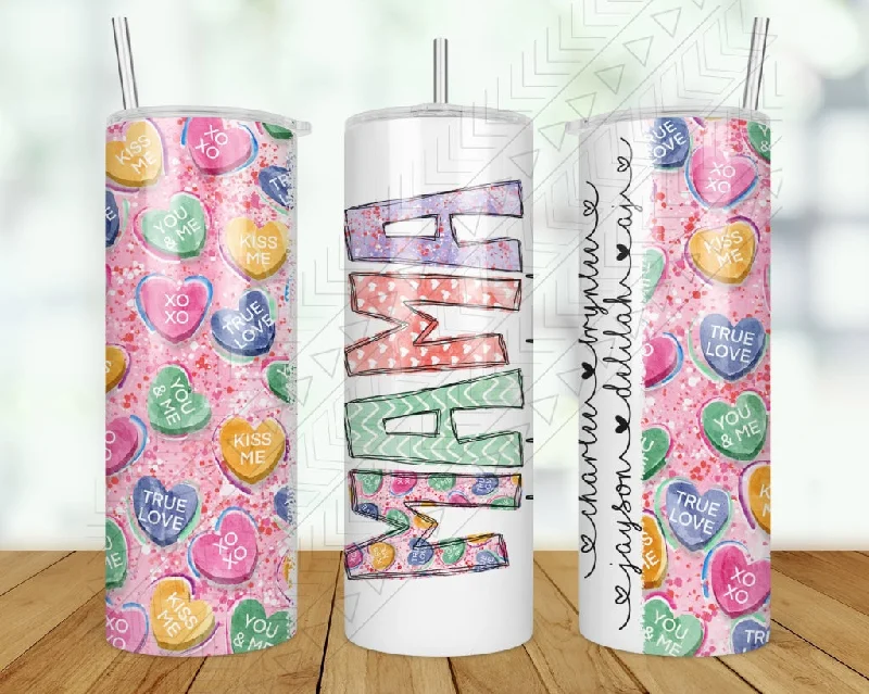 Premium Steel Tumblers Custom Conversation Hearts Name & Kids