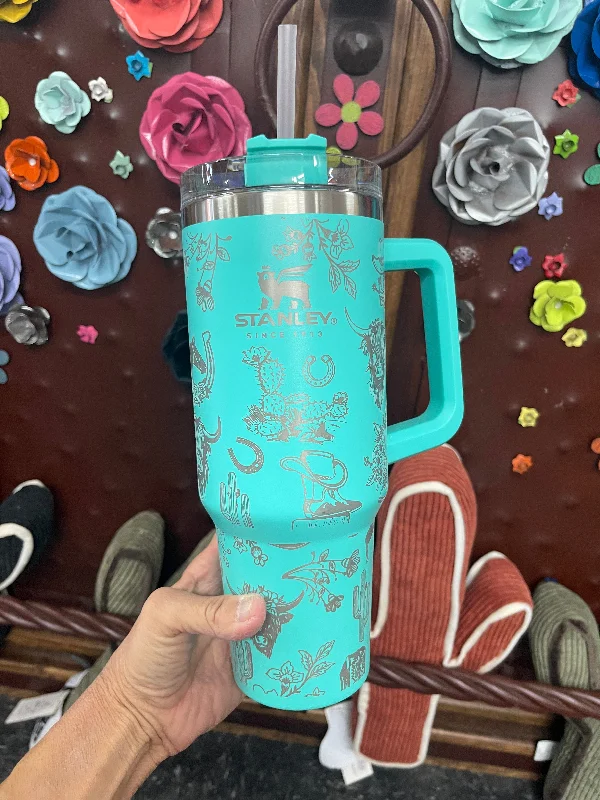 Promotional Tumblers WESTERN 40oz Stanley TUMBLER   Teal/Mint