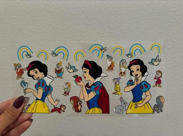 Portable Drinkware Discounts Disney Snow White Seven Dwarfs Rainbows UV DTF Wrap Transfer 16oz | No Heat Needed | Waterproof | Permanent Adhesive Portable Drinkware Discounts Disney Snow White Seven Dwarfs Rainbows UV DTF Wrap Transfer 16oz | No Heat Needed | Waterproof | Permanent Adhesive
