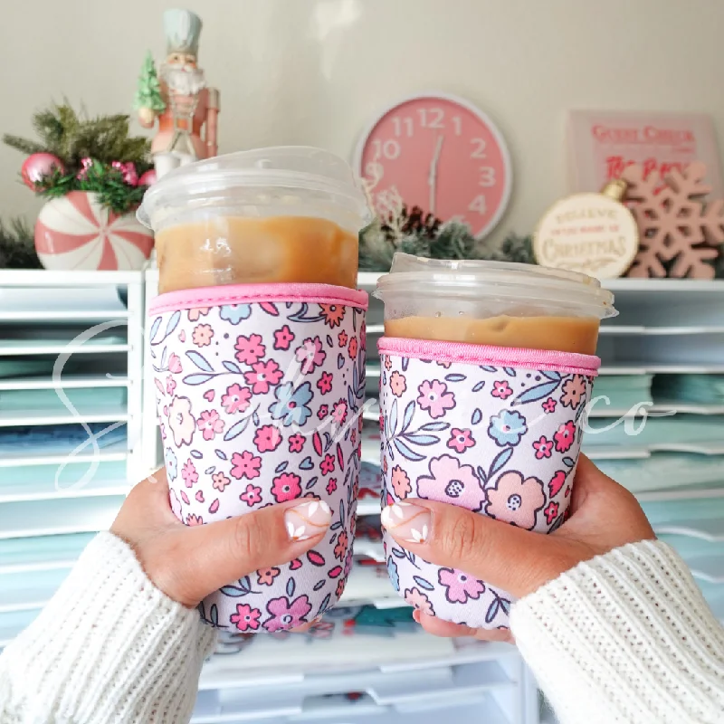 Insulated Bottles Promotion Cute Pastel Flowers - Cup Sleeve