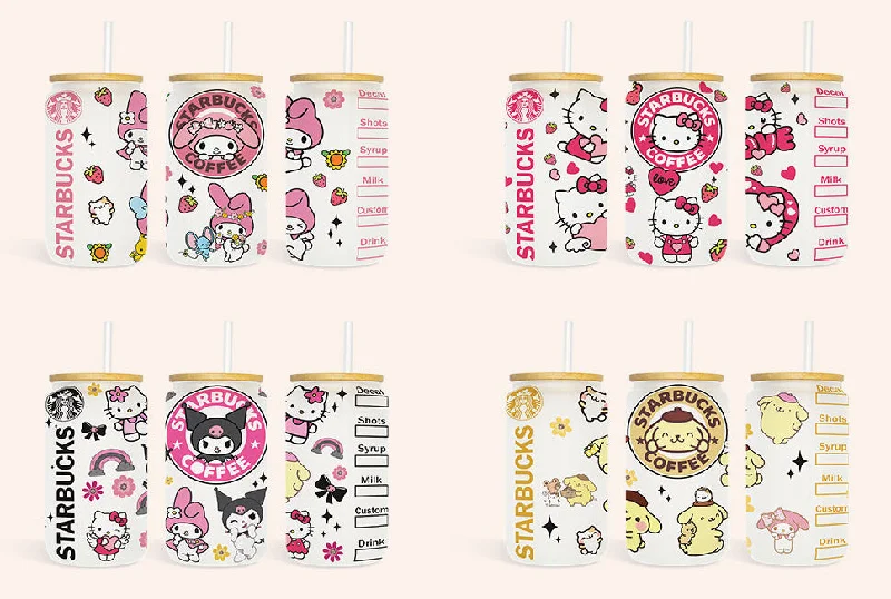 Drinkware Sale Bundle Kawaii Kitty Coffee Tumbler Wrap, Kitty Coffee, Kitty 16oz Can Glass Wrap, Kitty Tumbler Wrap, Pink Cat Tumbler, Instant Download