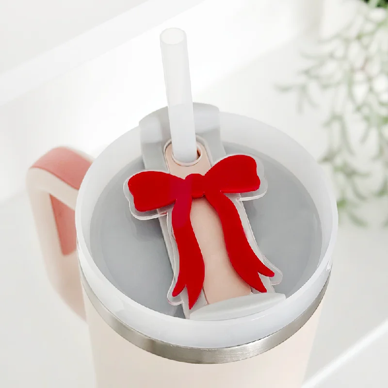 Holiday Drinkware Gifts Coquette Bow Tumbler Topper - Red