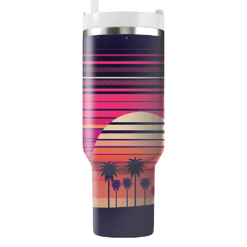 Sustainable Drinkware Retro Wave Sunset Tumbler With Handle