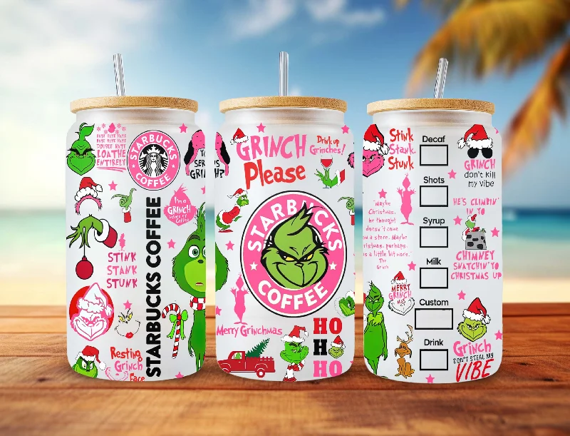 Modern Glass Drinkware Cartoon Christmas Tumbler Wrap, 16oz Can Glass Wrap, Merry Christmas Can Glass, Libbey Can Glass, Christmas Vibes, Pink Christmas Wrap Modern Glass Drinkware Cartoon Christmas Tumbler Wrap, 16oz Can Glass Wrap, Merry Christmas Can Glass, Libbey Can Glass, Christmas Vibes, Pink Christmas Wrap