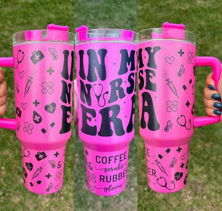 Seasonal Picks In My Nurse Era 40 oz Tumbler with handle