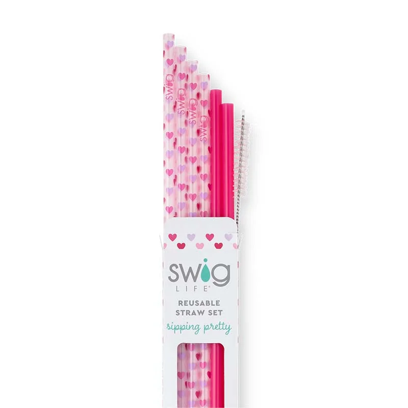 Premium Glassware Falling In Love Straw Set
