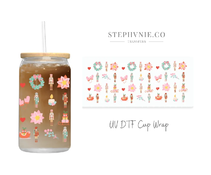 Buy Drinkware Bundle Pink X-mas Nutcracker - 16oz UV DTF Cup Wrap