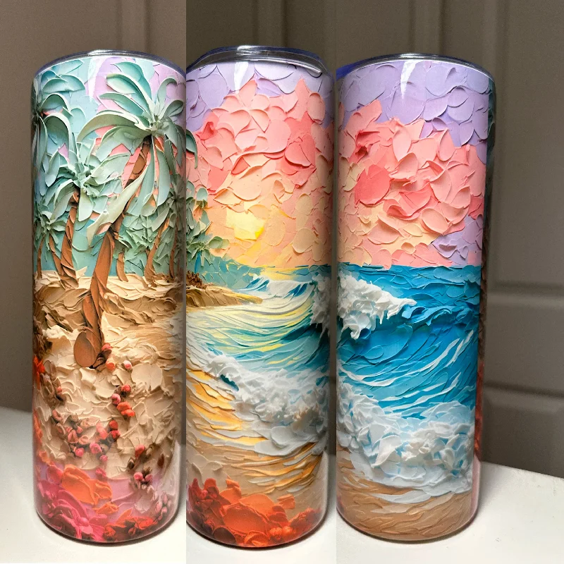 Absurdly Cheap Sale 3D Beach Sunset Island Wave 20oz Tumbler
