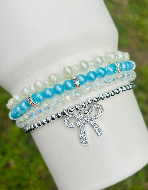 Elegant Glass Cups Tiffany Blue Bow Cup Bracelets