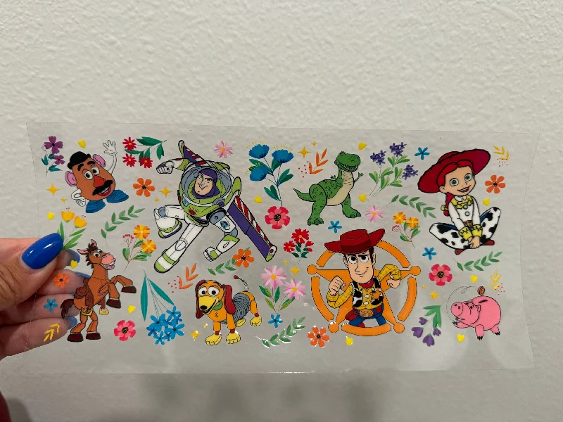 Sustainable Drinkware Disney Floral Toy Story UV DTF Wrap Transfer 16oz | No Heat Needed | Waterproof | Permanent Adhesive Sustainable Drinkware Disney Floral Toy Story UV DTF Wrap Transfer 16oz | No Heat Needed | Waterproof | Permanent Adhesive