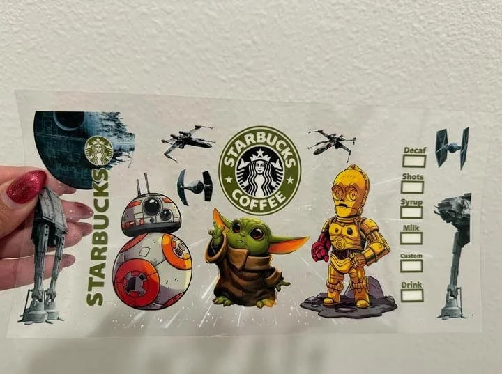 Premium Drinkware Sets Space Wars Starbs UV DTF Wrap Transfer 16oz | No Heat Needed | Waterproof | Permanent Adhesive Premium Drinkware Sets Space Wars Starbs UV DTF Wrap Transfer 16oz | No Heat Needed | Waterproof | Permanent Adhesive