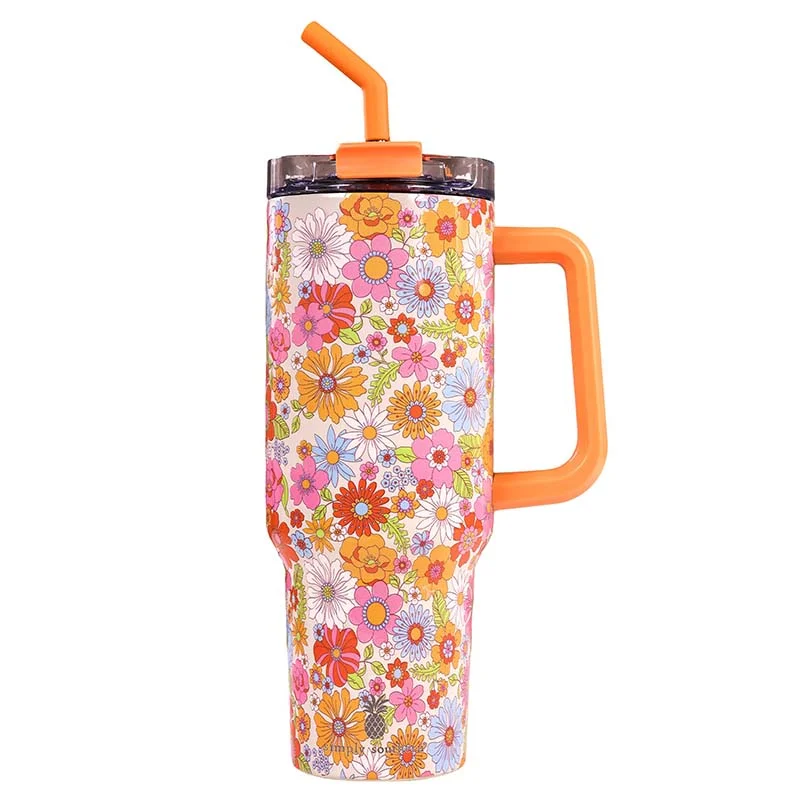 Crystal Drinkware 40oz Tumbler in Multi Flower