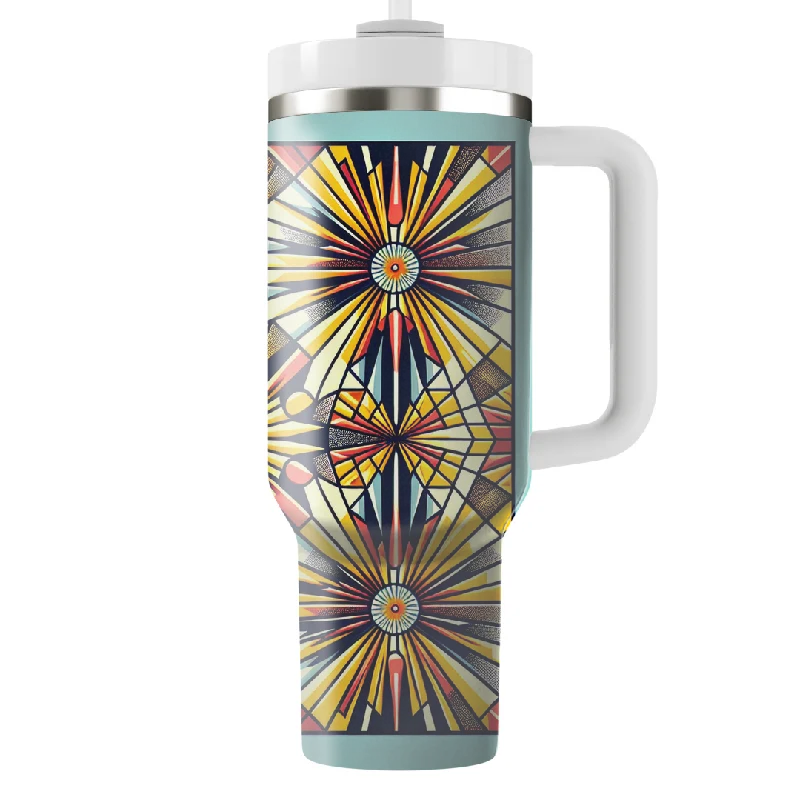 Chic And Trendy Radiant Geometric Burst Tumbler With Handle