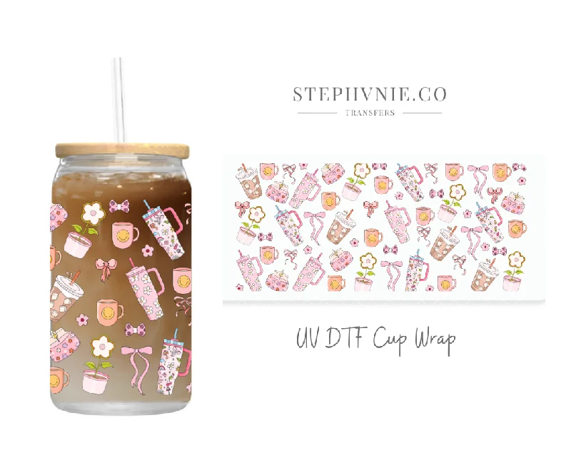 Green Drinkware Sale Pink Girly Cup- 16oz Cup Wrap