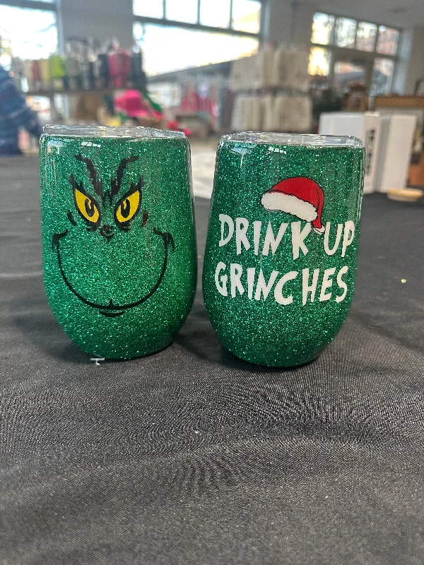 Time-Sensitive Drinkware Offers Green man glitter wine glass