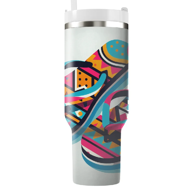 Insulated Travel Drinkware Retro Vibes Flip Flops Tumbler With Handle
