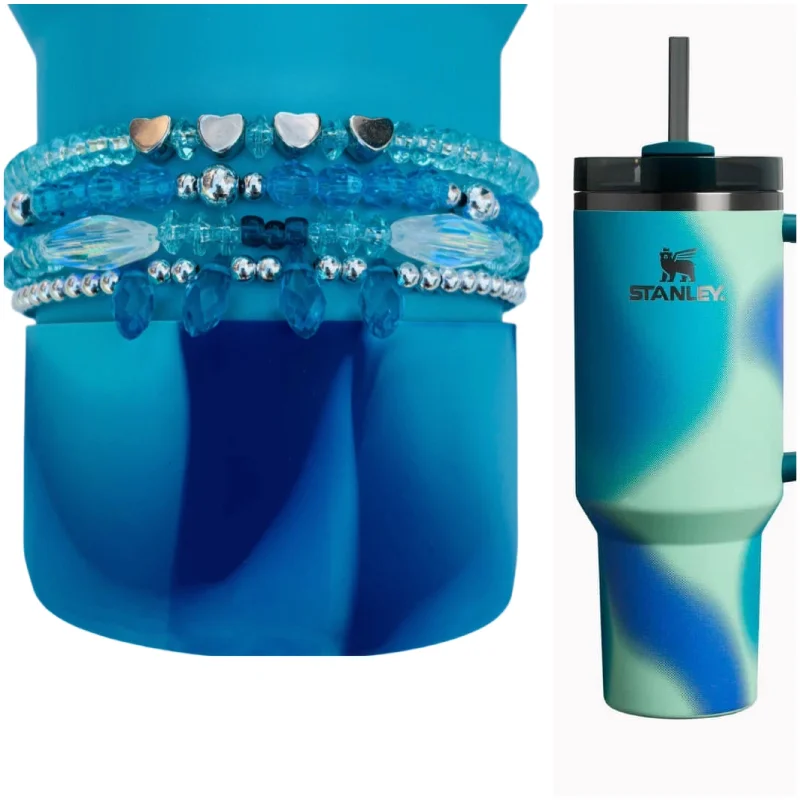 Insulated Travel Drinkware Coastal Teal Motion Cup Bracelets