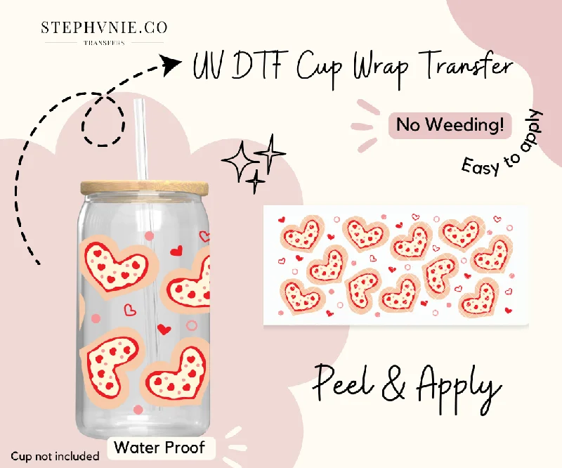 Imited-Time Drinkware Sale Pizza Hearts - 16oz Cup Wrap (Clear Film)