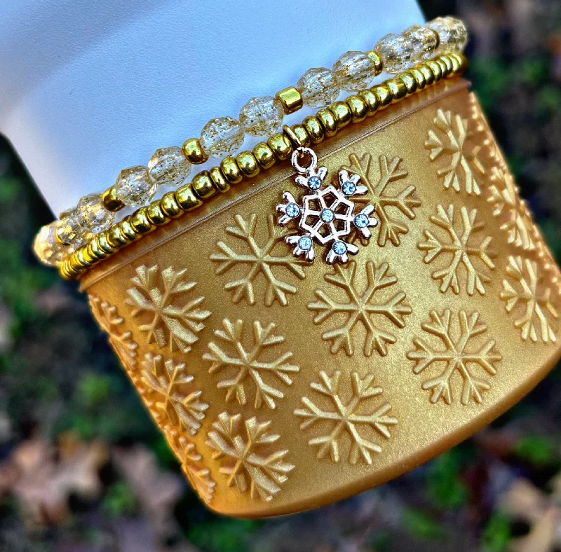 Christmas Drinkware Sale Rhinestone Snowflake Copper Tinsel Cup Bracelets