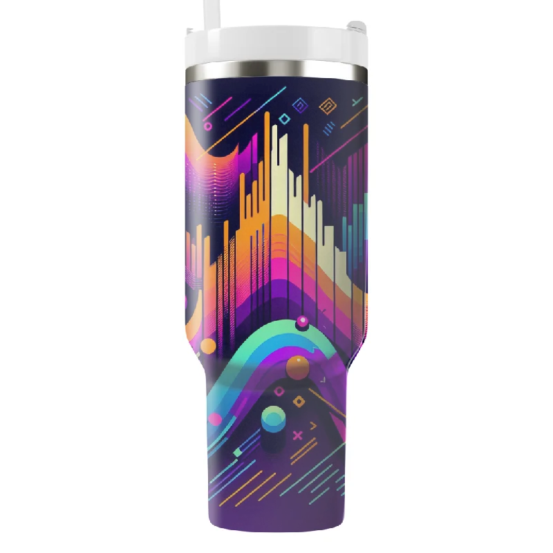 Holiday Drinkware Retro Synth Soundscapes Tumbler With Handle