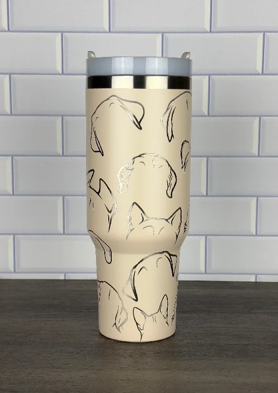 Unique Drinkware Gifts Dog Lover Tumbler, Dog Ears, Custom Laser Engraved Dog Gift, Stanley and Dupe Options Gift for Veterinarian