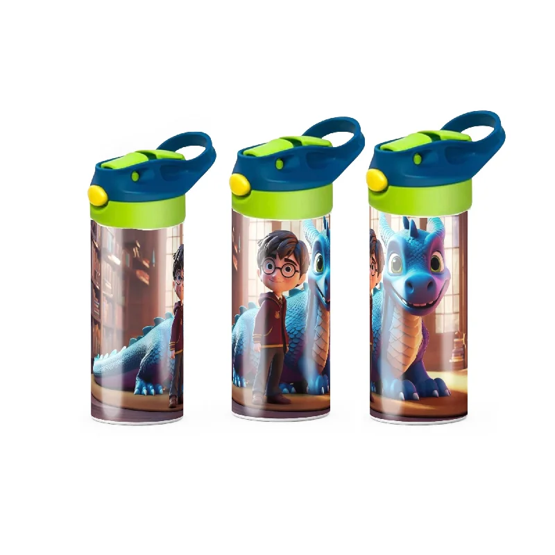 End Of Season Sale Dragon 12oz Kids Tumbler, Kids Customized Tumbler with One-click Pop-up Straw and Handle, Children Sublimation Cups for Milk, Soda, Juice, Drinks