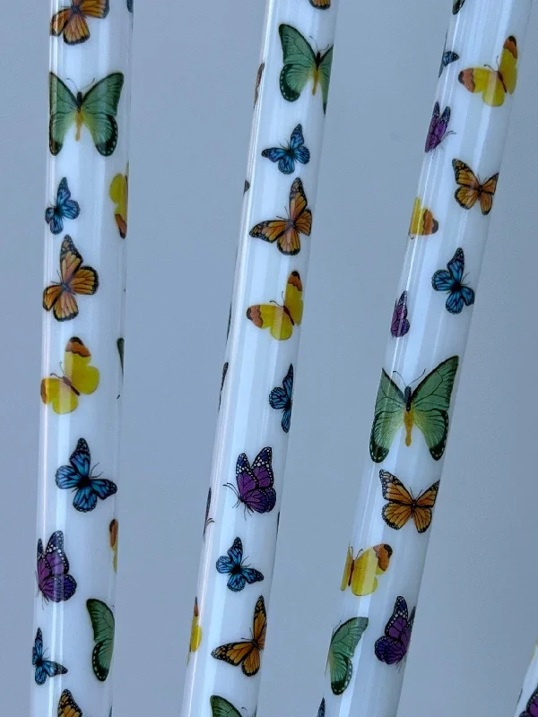 Travel Cups Promotion White Butterfly Straw (40oz Tumbler)