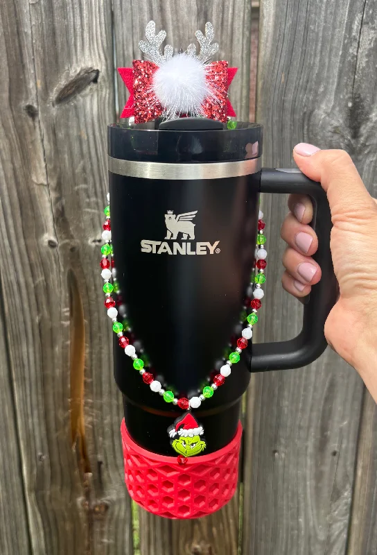 Travel Tumblers Sale Christmas Hat Green Guy Cup Necklace