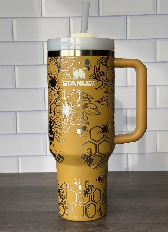 Travel Cups Promotion 40oz Stanley Quencher Tumbler Bumble Bee Design, Spring Flowers, Laser Engraved Gift for Her, Stanley TikTok Cup Mother's Day Gift Travel Cups Promotion 40oz Stanley Quencher Tumbler Bumble Bee Design, Spring Flowers, Laser Engraved Gift for Her, Stanley TikTok Cup Mother's Day Gift