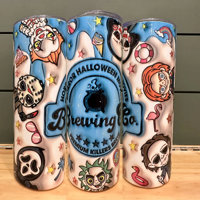 New Season Fashion Preview Sale Horror Characters Brewing Co Inflated 20oz Halloween Tumbler