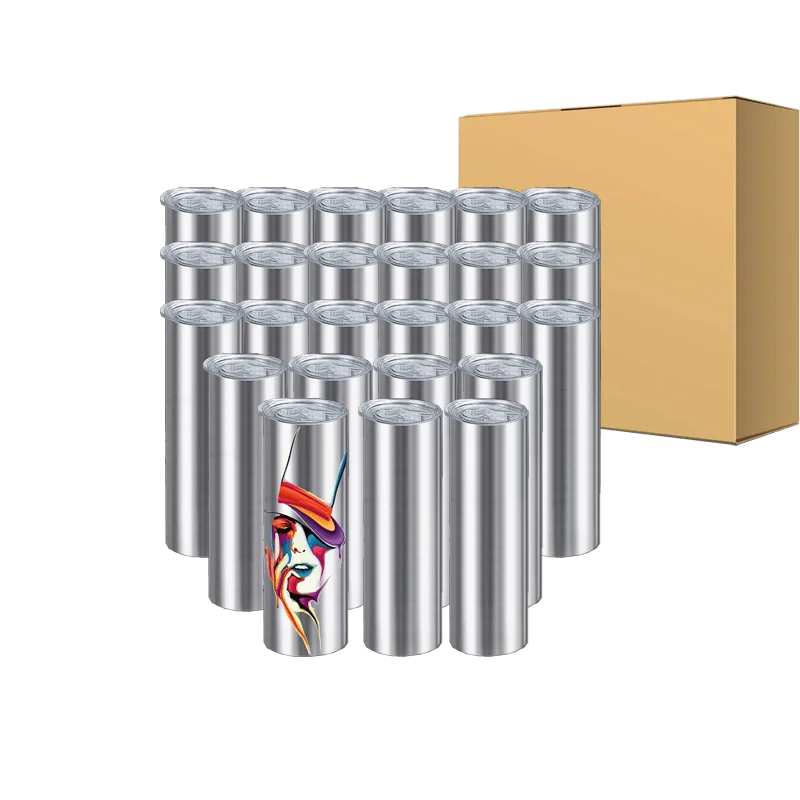 Premium Steel Tumblers 20oz (30unit) Skinny Silver Sublimation Tumblers Blanks Tumbler Cups With Lid And Plastic Straw Premium Steel Tumblers 20oz (30unit) Skinny Silver Sublimation Tumblers Blanks Tumbler Cups With Lid And Plastic Straw