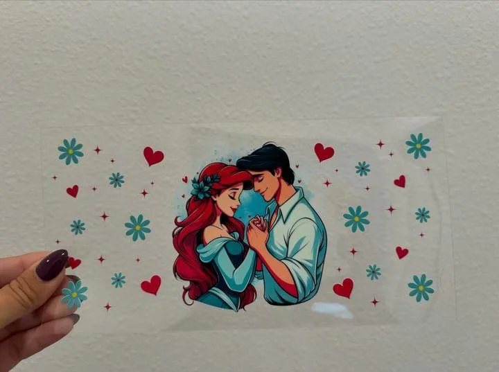 Drinkware Collection Sale Disney Little Mermaid Ariel and Prince Eric UV DTF Wrap Transfer 16oz | No Heat Needed | Waterproof | Permanent Adhesive