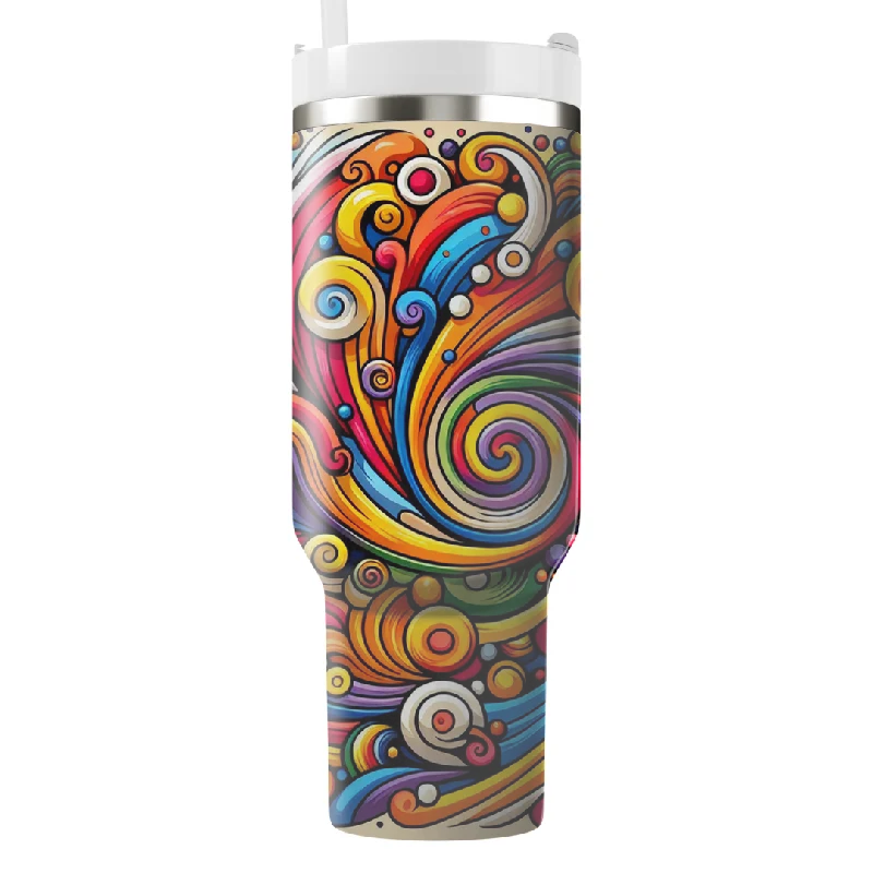 Forward Trendsetter Retro Rainbow Swirls Tumbler With Handle