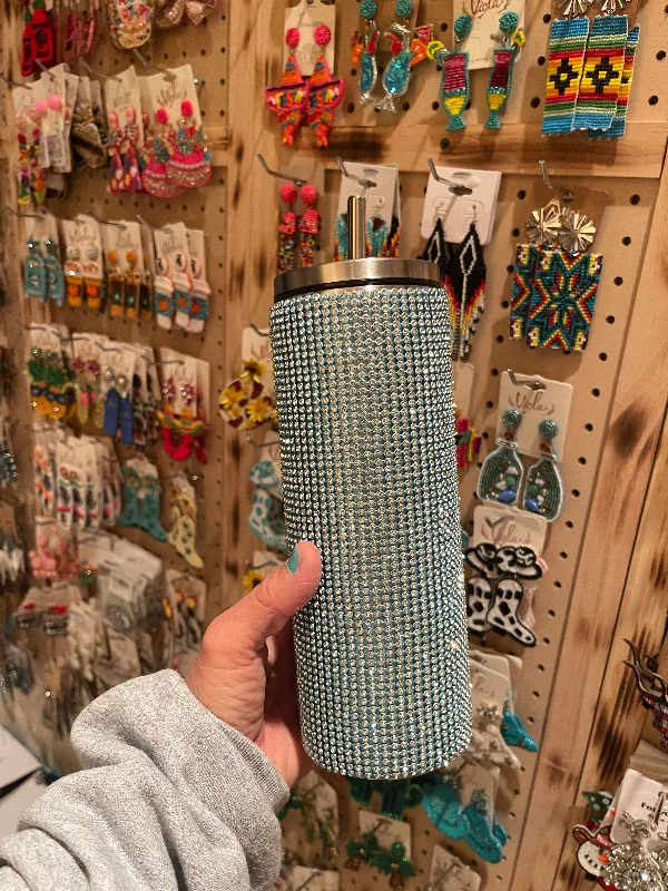 Snag Fabulous Fashion Bargains 30oz Stainless steel Rhinestone Tumbler  lite blue