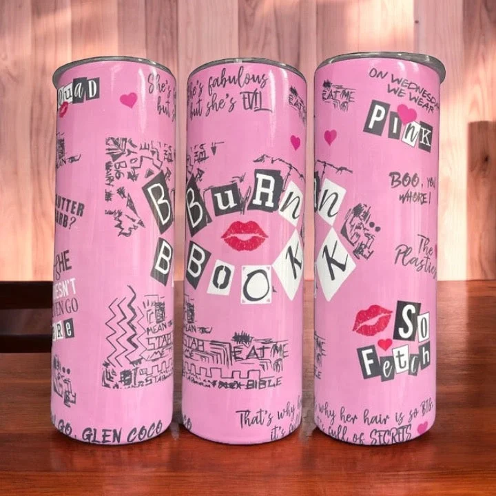 Premium Glassware Mean Girls Burn Book 20/30oz Insulated Skinny Tumbler