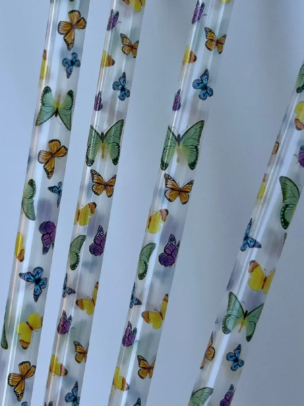 Portable Drinkware Clear Butterfly Straw (40oz Tumbler)