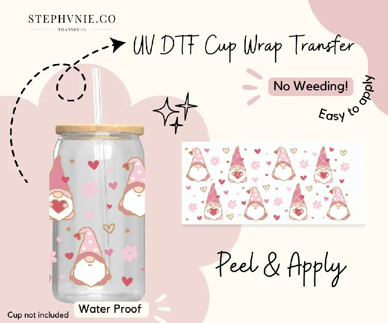 Drinkware Markdowns Cupid Gnomes - 16oz Cup Wrap (Clear Film)