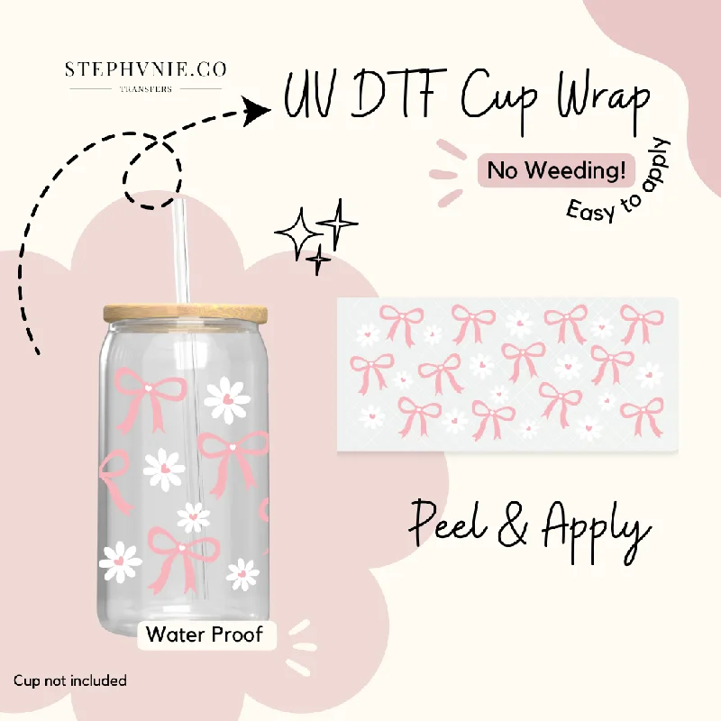 Tumbler Promotions Daisy Coquette Bow- 16oz Cup Wrap (Clear Film)