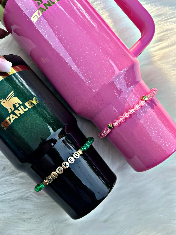 Durable Steel Drinkware Wicked Pink and Green Stanley Cup Bracelets. Choose Single or Set. Durable Steel Drinkware Wicked Pink and Green Stanley Cup Bracelets. Choose Single or Set.