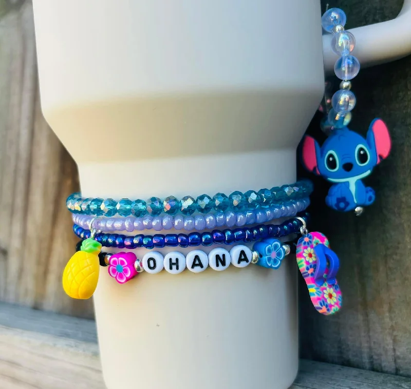 Unique Drinkware Stitch Ohana Hawaiian Cup Bracelets