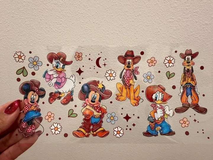 Stylish Drinkware Collection Disney Mick E Mouse Western UV DTF Wrap Transfer 16oz | No Heat Needed | Waterproof | Permanent Adhesive Stylish Drinkware Collection Disney Mick E Mouse Western UV DTF Wrap Transfer 16oz | No Heat Needed | Waterproof | Permanent Adhesive