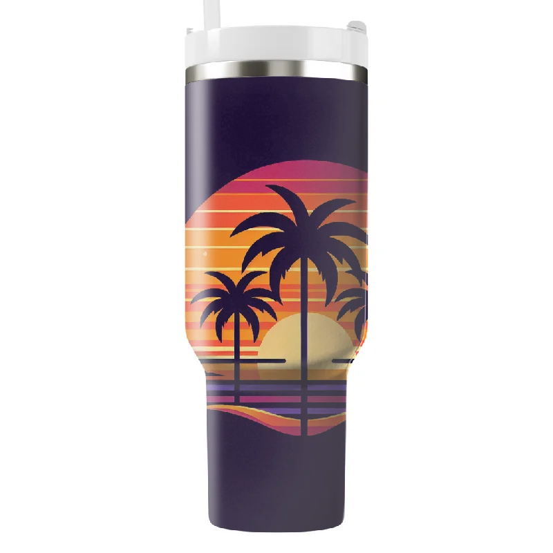 Drinkware Gifts For Friends Retro Sunset Palms Tumbler With Handle