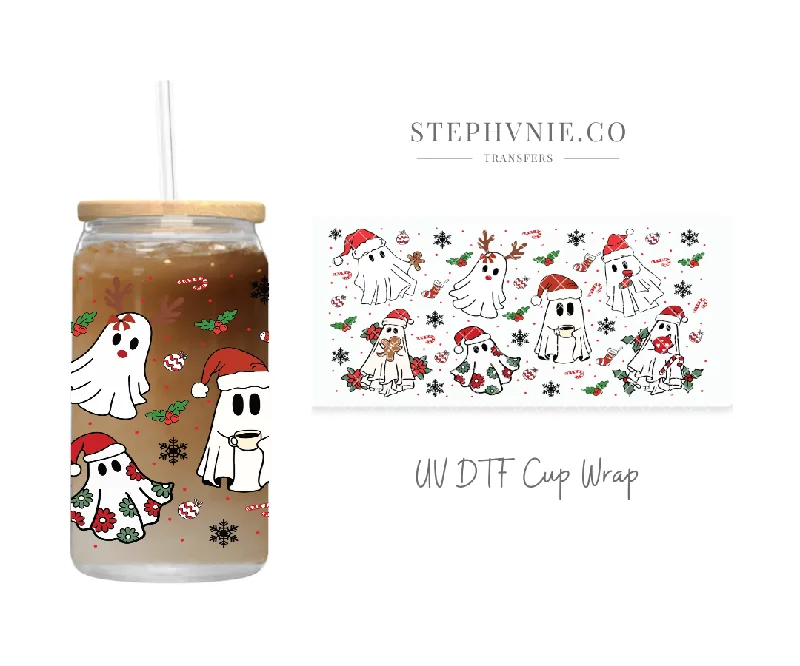 Portable Bottles Sale X-mas Ghosties - 16oz UV DTF Cup Wrap