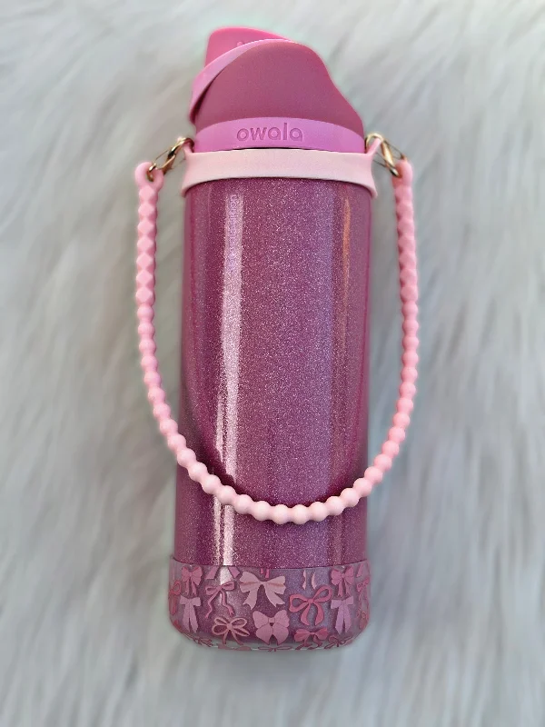 Stainless Steel Drinkware Light Pink Silicone Tumbler Strap Handle