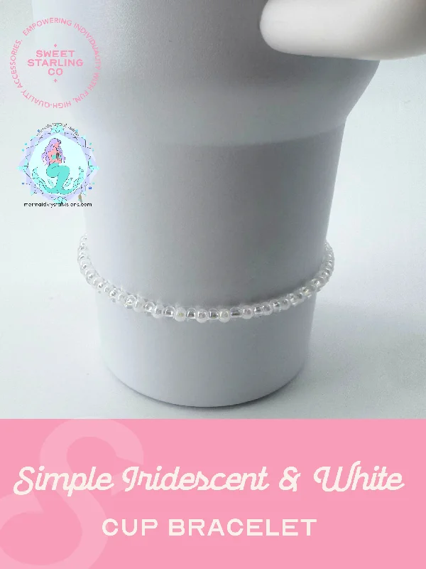 Insulated Travel Drinkware Simple Iridescent & White Cup Bracelet