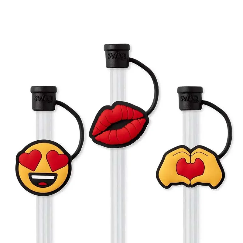 Sustainable Drinkware Discounts Valentine's Day Emoji Straw Topper Set